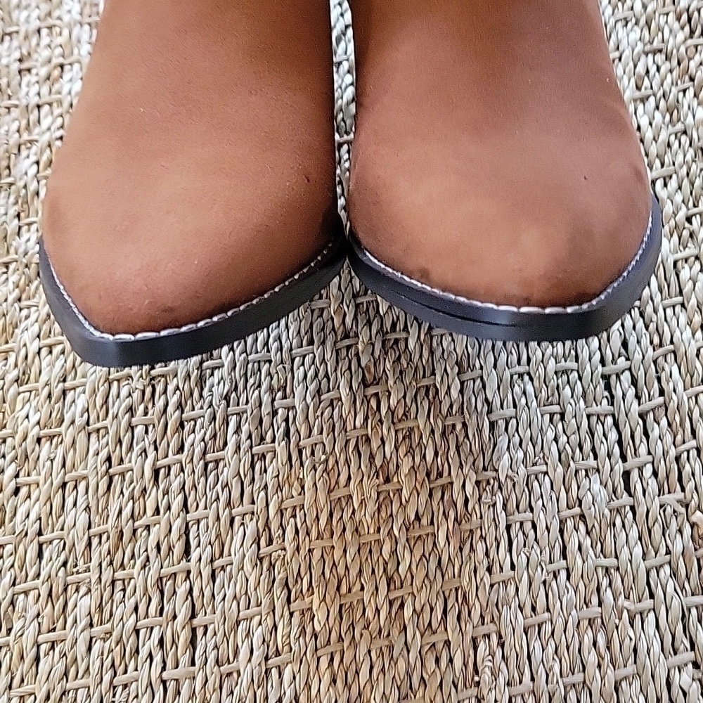 JUST FAB keke faux suede ankle boots. Trimmed in faux leather. Size is 6. - Picture 5 of 12